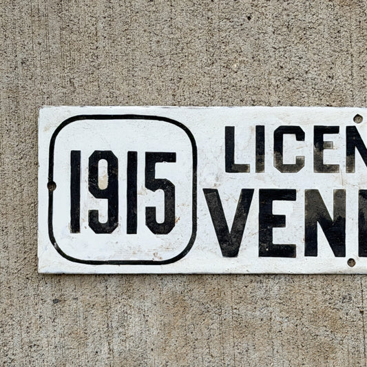 1915 New York Porcelain Vender License Plate Auto Tag 29
