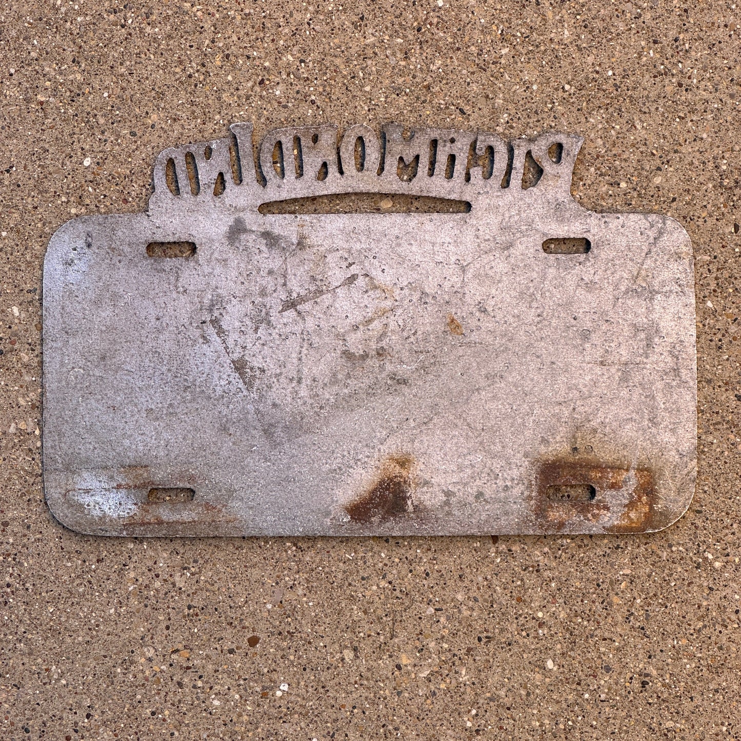 1950 Era Geo and John's Coney Island Richmond Indiana Booster License Plate Auto Tag Hot Dog Chain Cast Aluminum