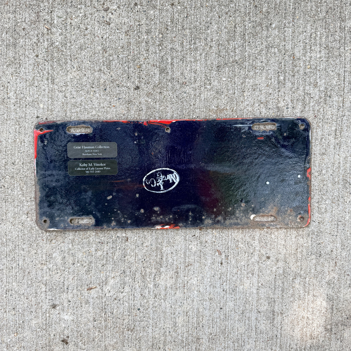 1912 New York Porcelain Dealer License Plate Auto Tag Manufacturer M 1731