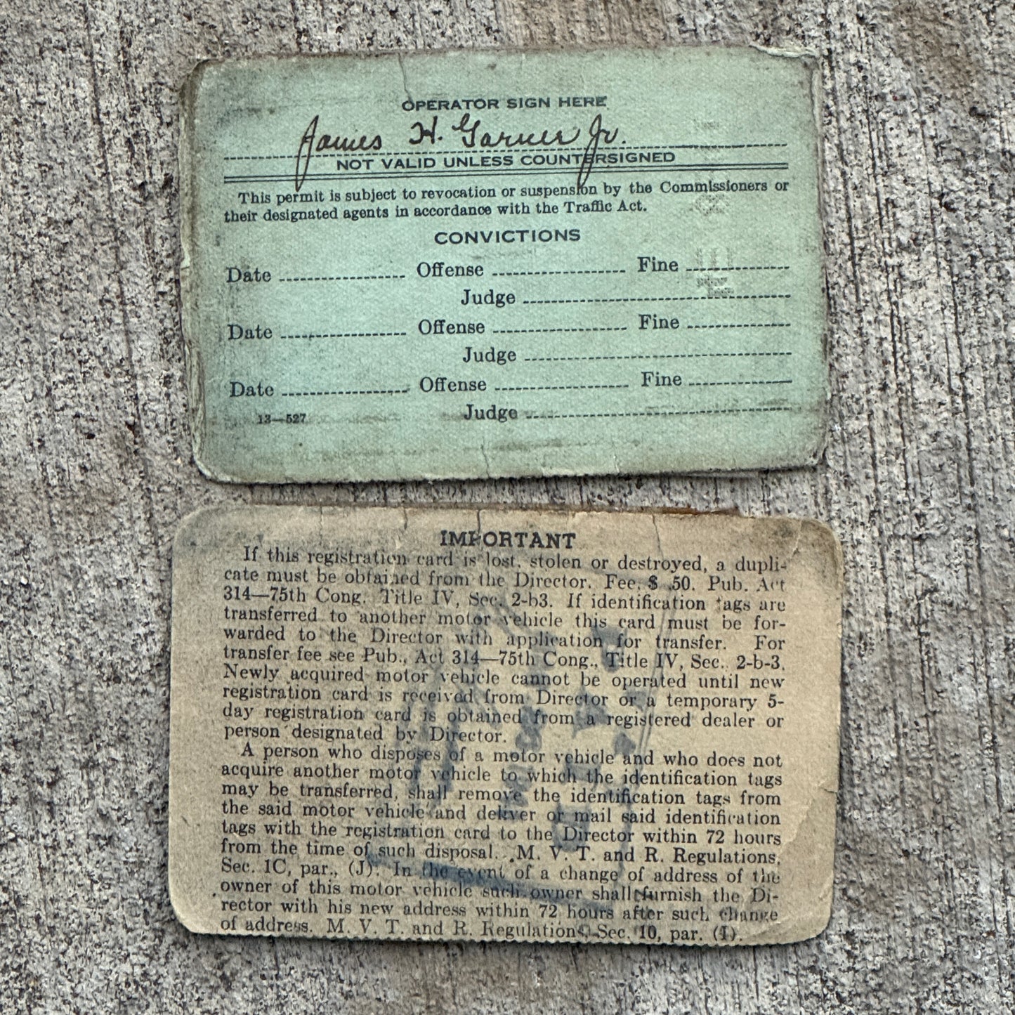 1941 Washington DC Driver's License Auto Tag Operator's Permit Pontiac