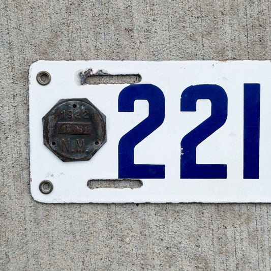 1920 1922 New Mexico Porcelain License Plate Auto Tag Octagon Tab High Quality 22192