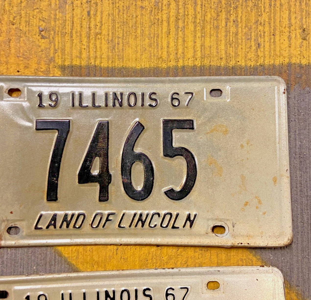 1967 Illinois License Plate Pair 7465 Low Number YOM DMV Clear Ford Chevy Dodge