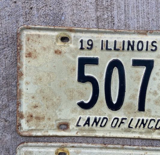 1967 Illinois License Plate Pair 5071 Low Number YOM DMV Clear Ford Chevy Dodge