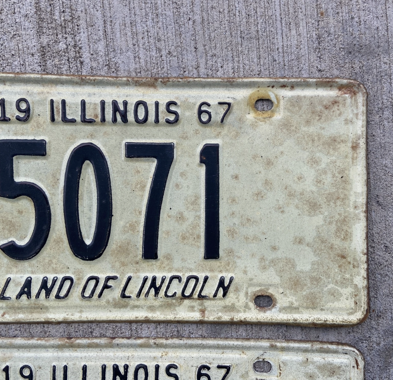 1967 Illinois License Plate Pair 5071 Low Number YOM DMV Clear Ford Chevy Dodge