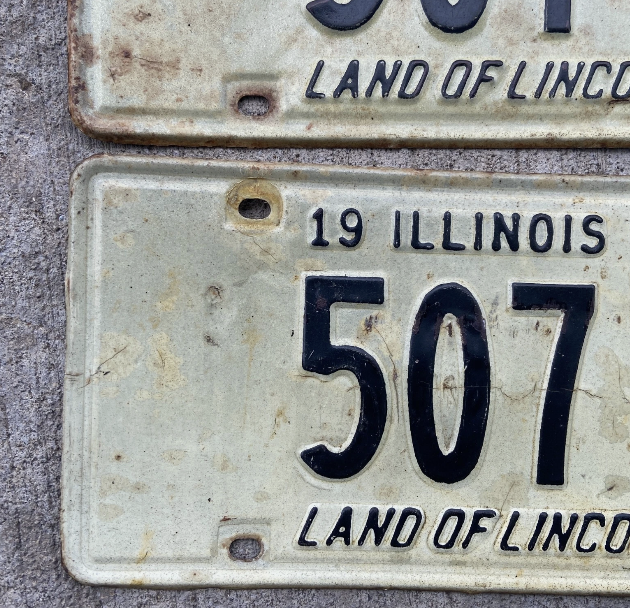 1967 Illinois License Plate Pair 5071 Low Number YOM DMV Clear Ford Chevy Dodge