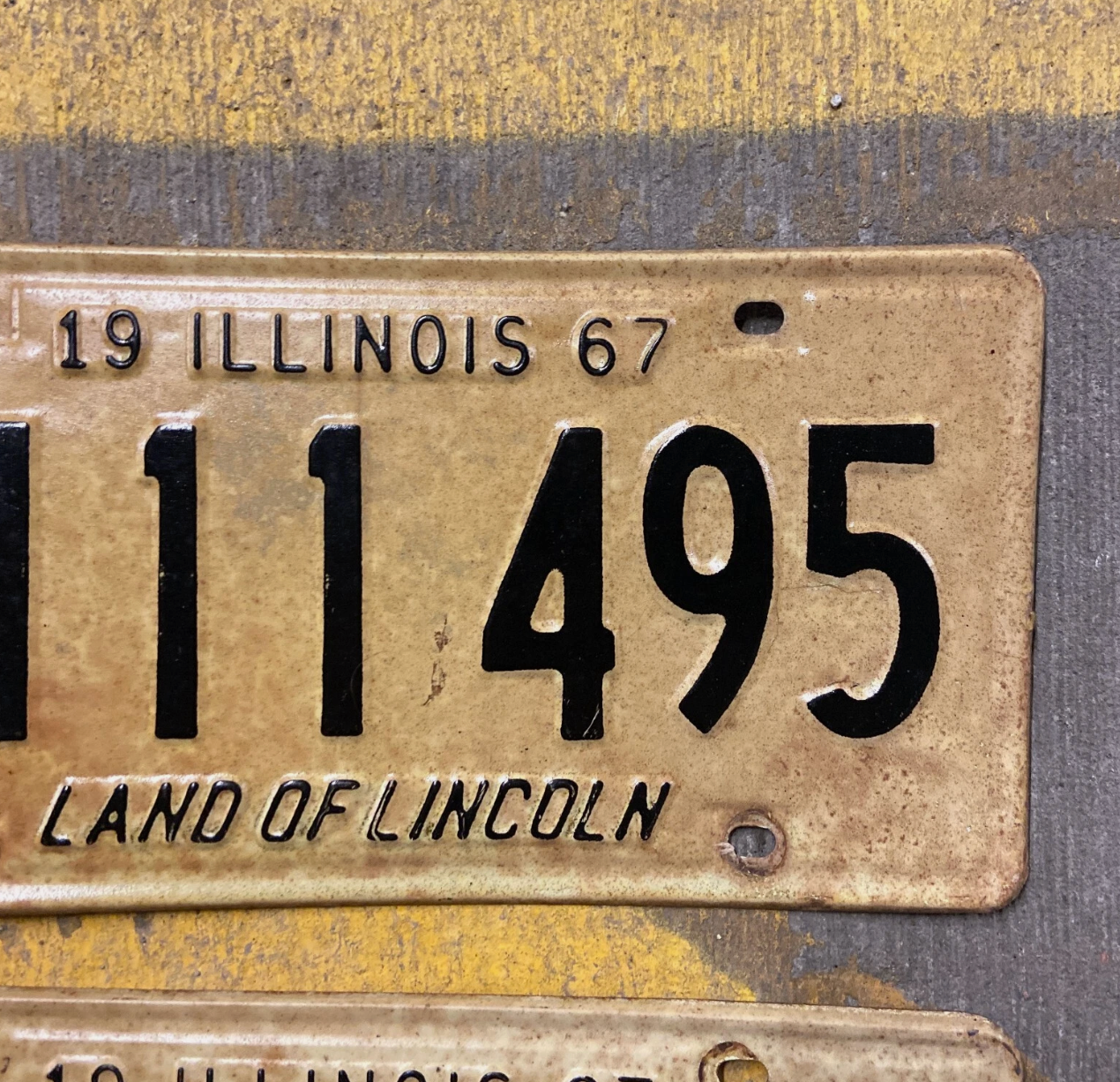 1967 Illinois Truck License Plate Pair B 111 495 Repeat Ford Chevy YOM DMV Clear