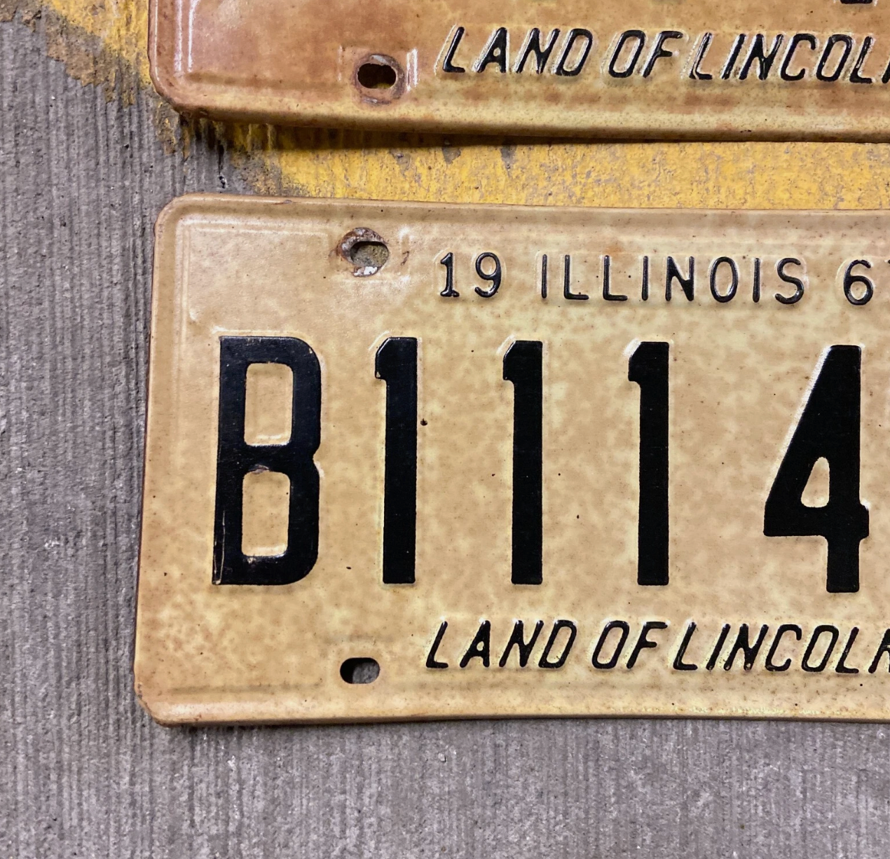 1967 Illinois Truck License Plate Pair B 111 495 Repeat Ford Chevy YOM DMV Clear