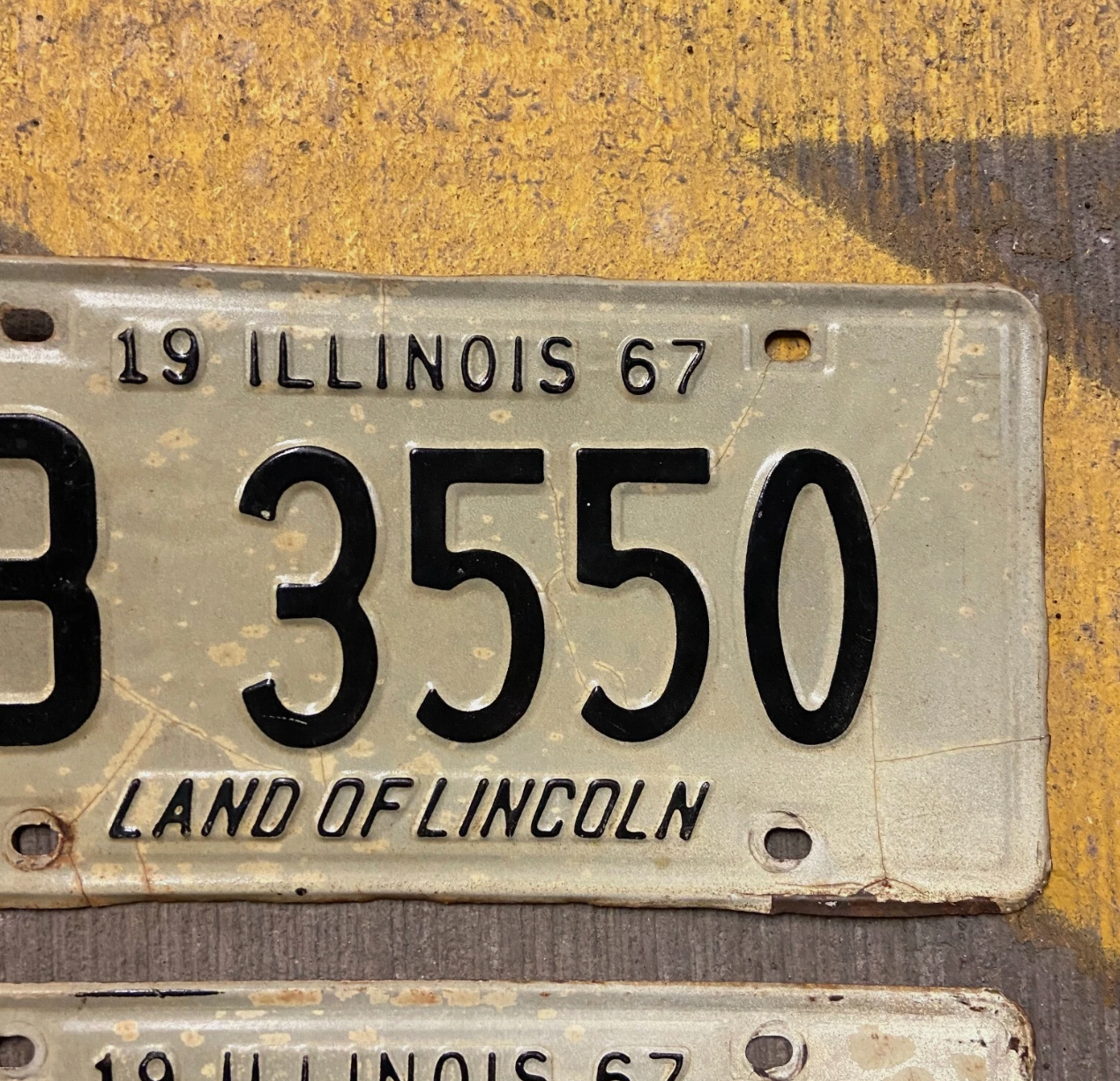1967 Illinois Truck License Plate Pair B 3550 Ford Chevy Dodge YOM DMV Clear