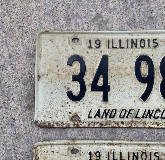 1967 Illinois License Plate Pair 34 983 Auto Ford Chevy Dodge YOM DMV Clear