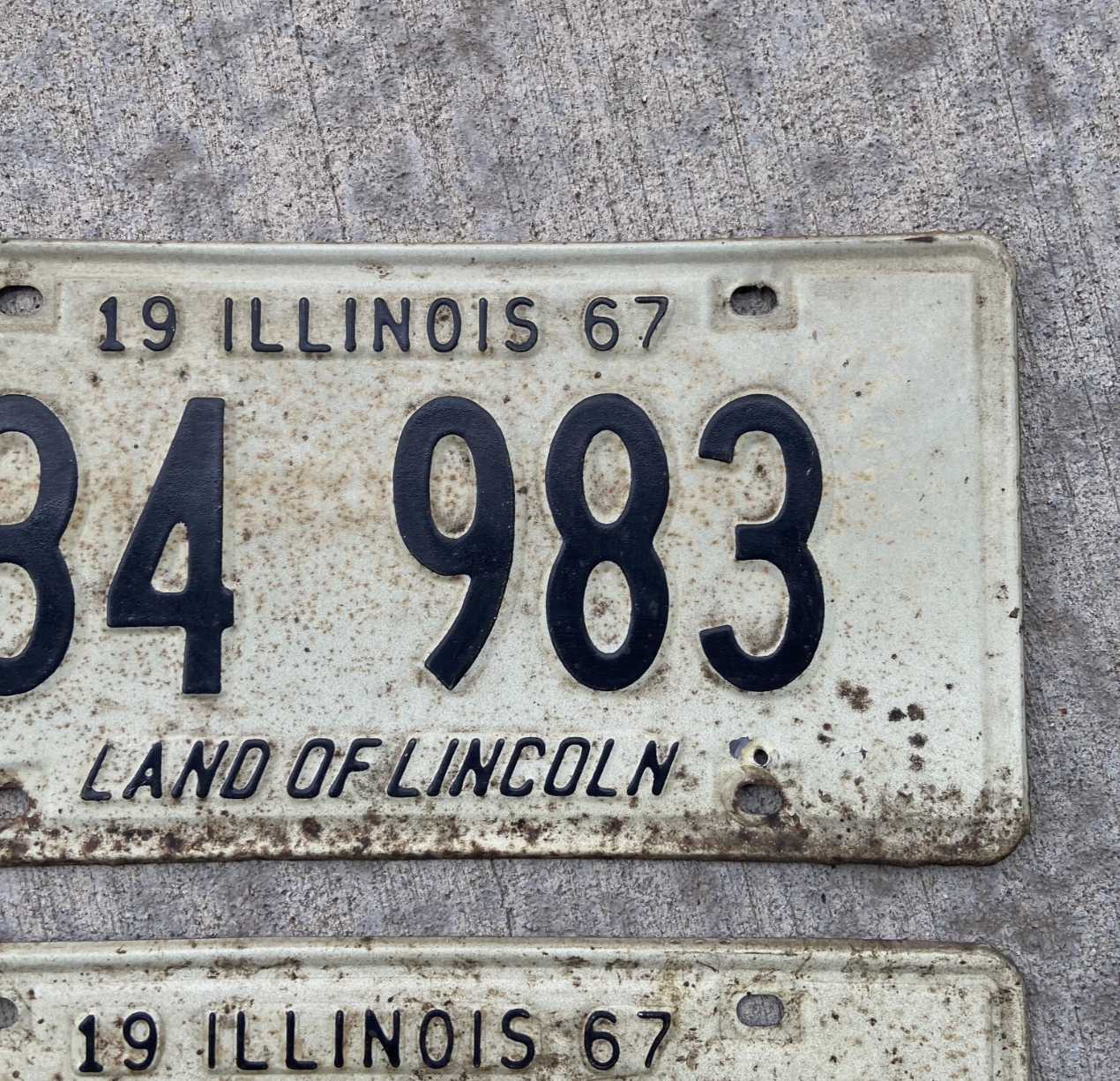 1967 Illinois License Plate Pair 34 983 Auto Ford Chevy Dodge YOM DMV Clear