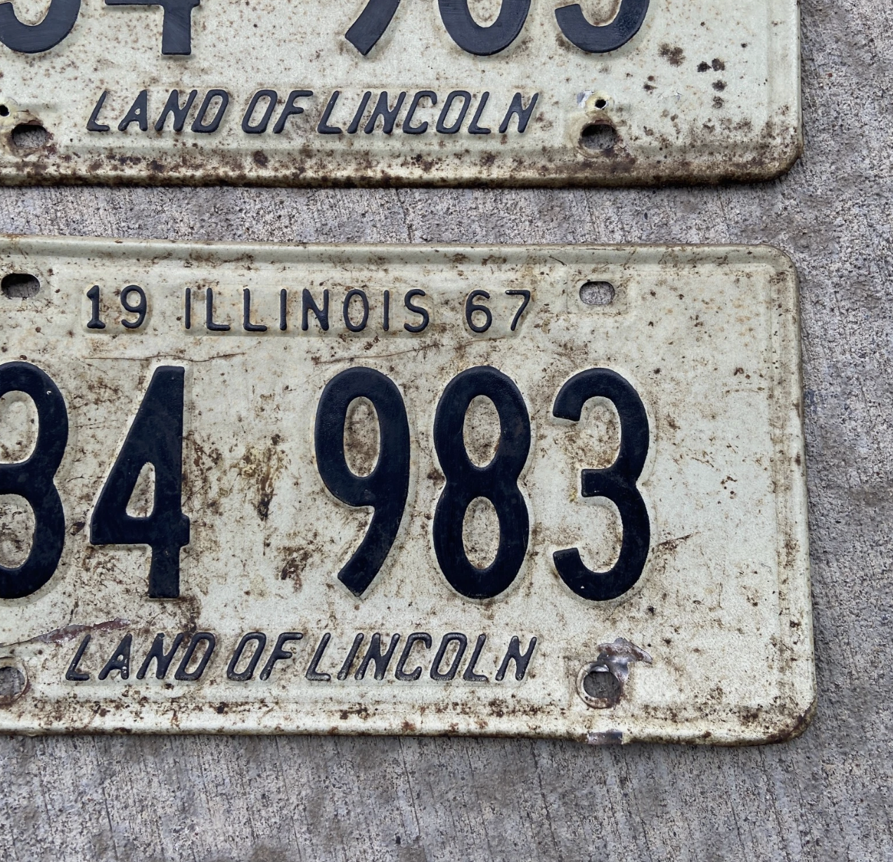 1967 Illinois License Plate Pair 34 983 Auto Ford Chevy Dodge YOM DMV Clear