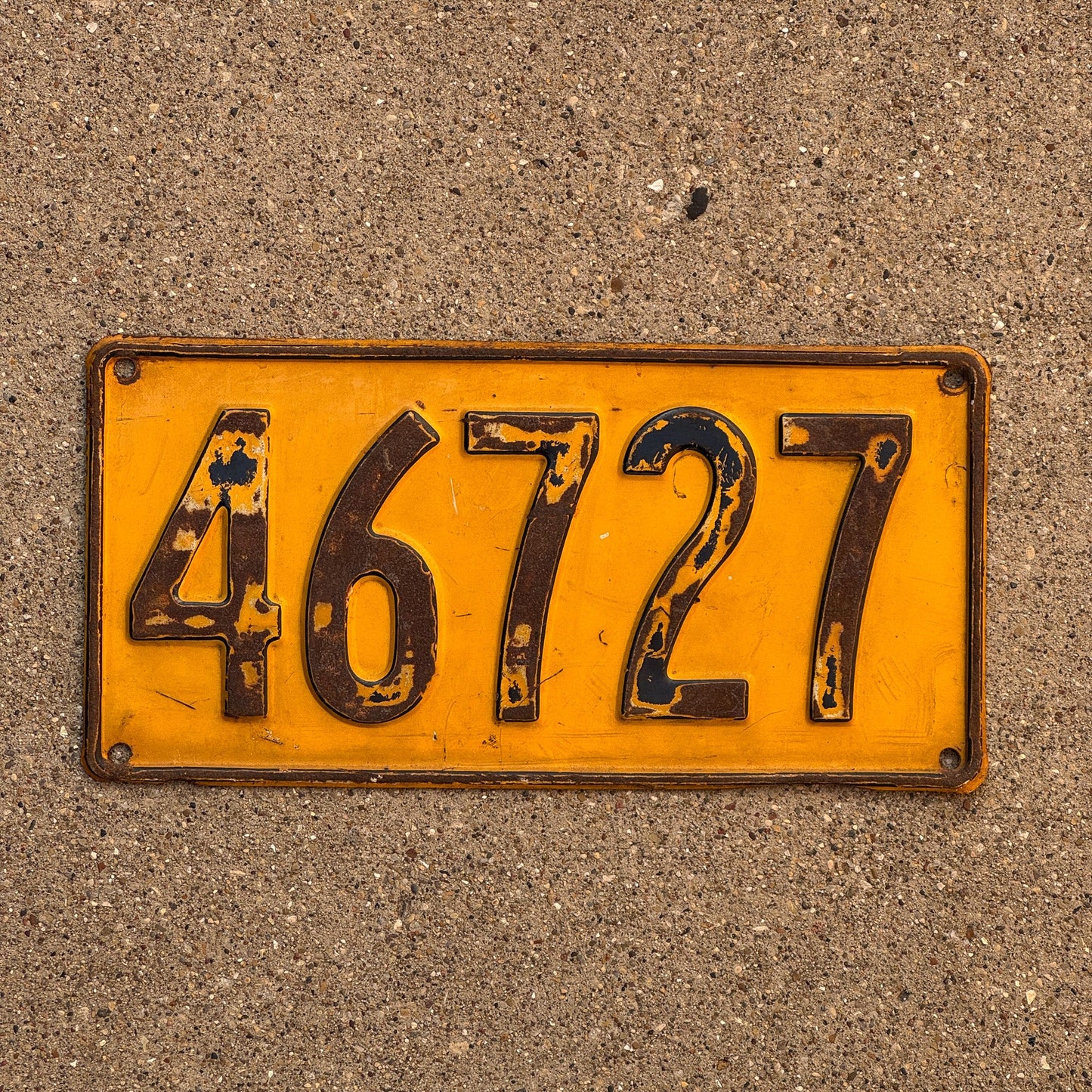 Photo of a Booster License Plate Auto Tag Garage Decor Vintage Metal Freight Semi Truck Registration Tag Sign 46727