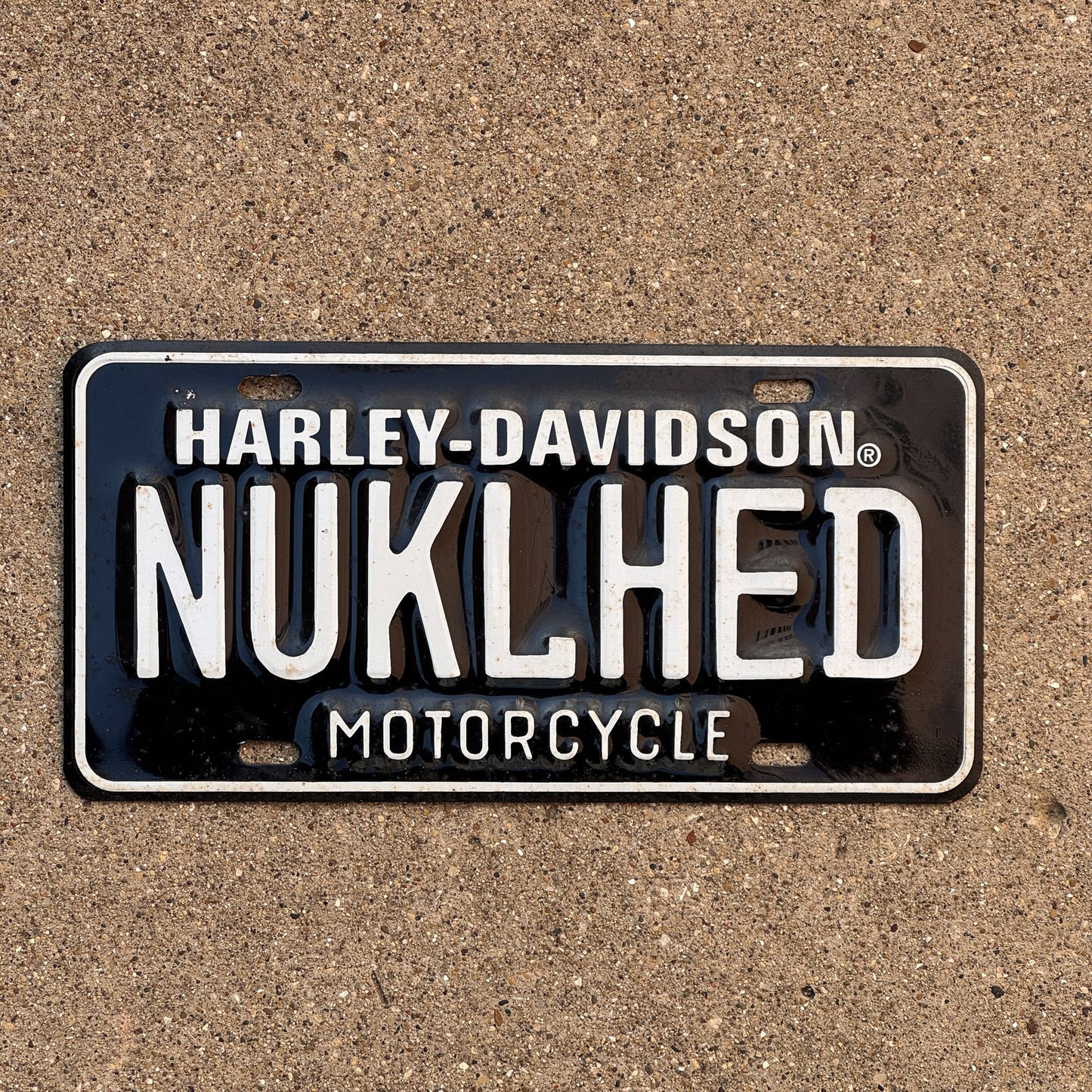 Photo of a Booster License Plate Auto Tag Garage Decor Vintage Metal Harley Davidson Motorcycle NUKLHED Full Sized