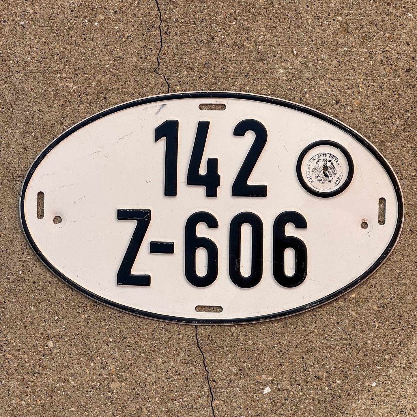 Photo of a Germany License Plate Auto Tag Garage Decor Vintage German Oval 142 Z-606