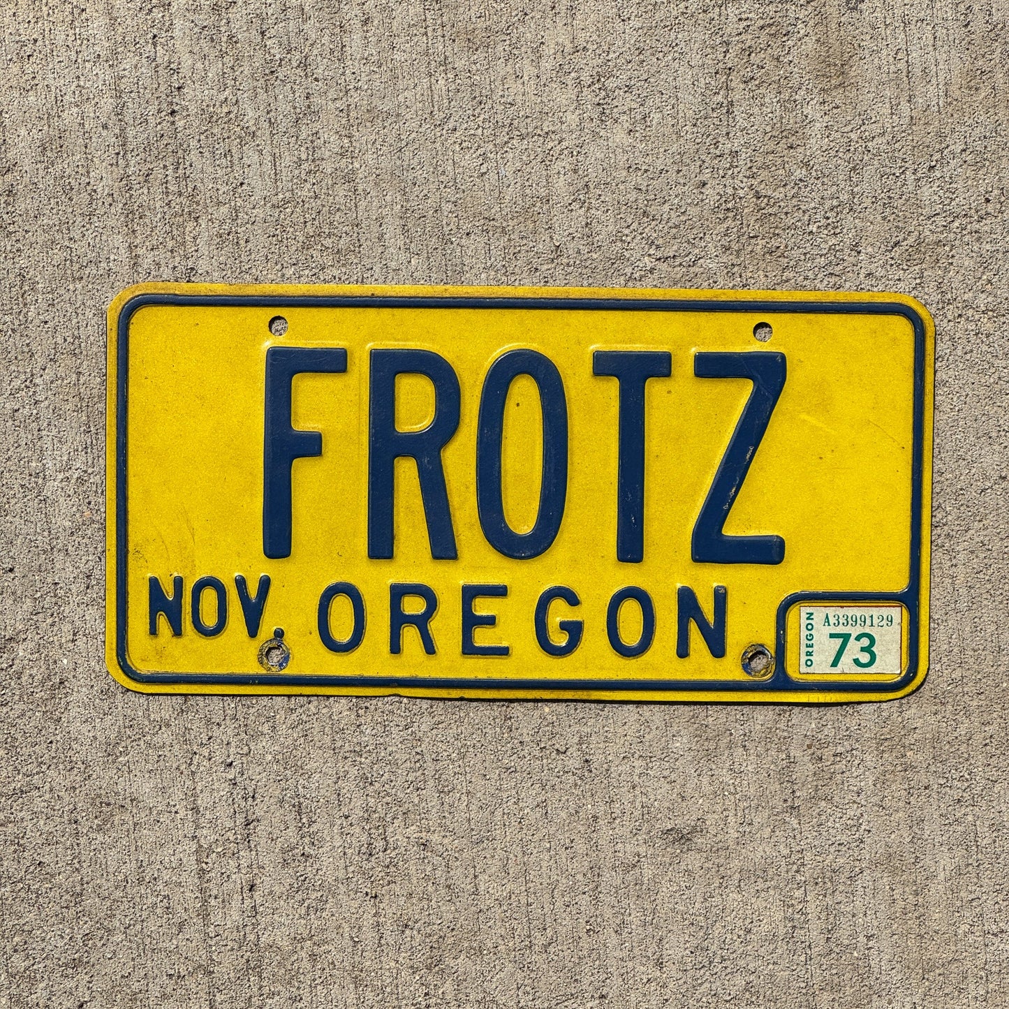 Photo of a Oregon VANITY License Plate Auto Tag Garage Decor Vintage FROTZ