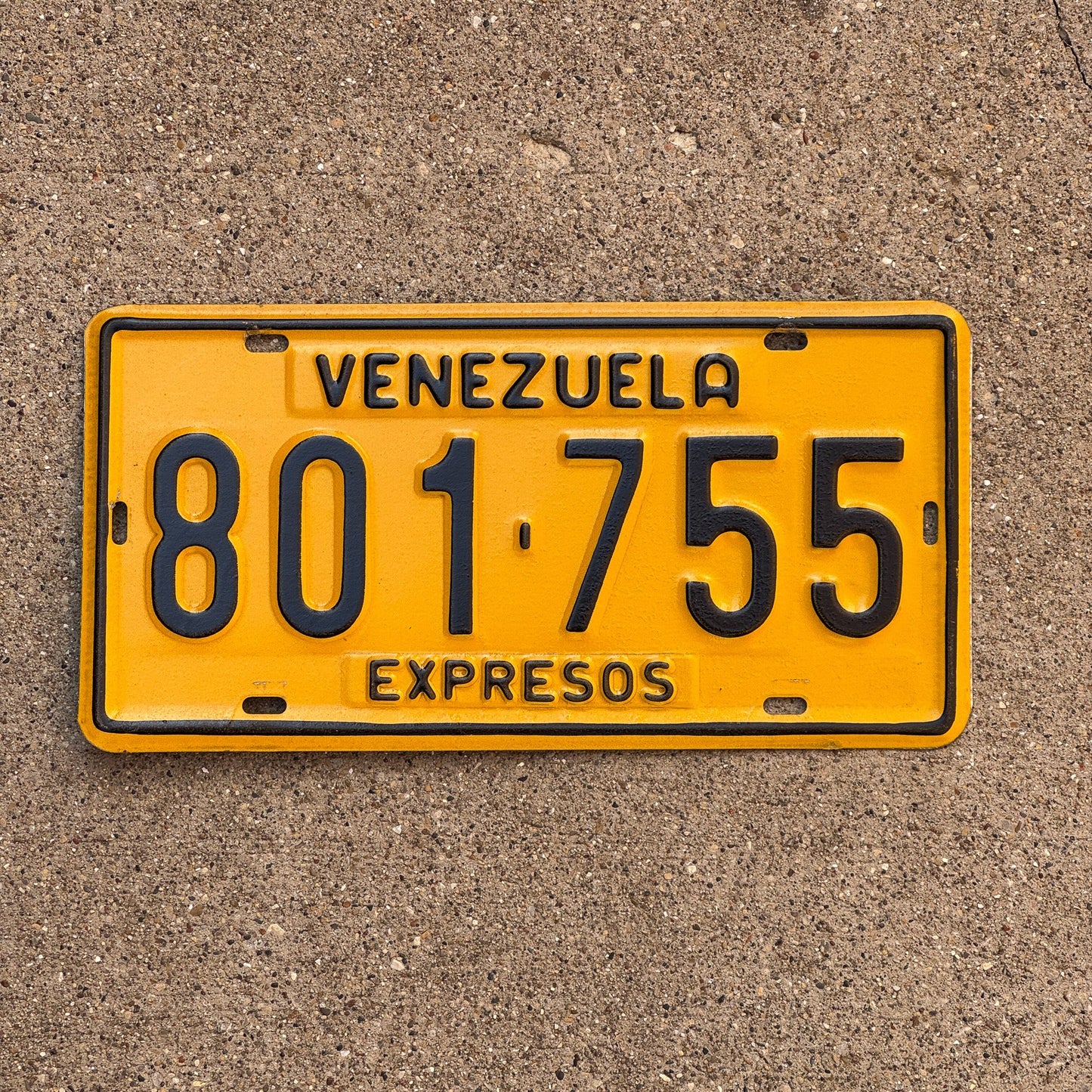 Photo of a Venezuela License Plate Auto Tag Garage Decor Vintage Expresos 801 755