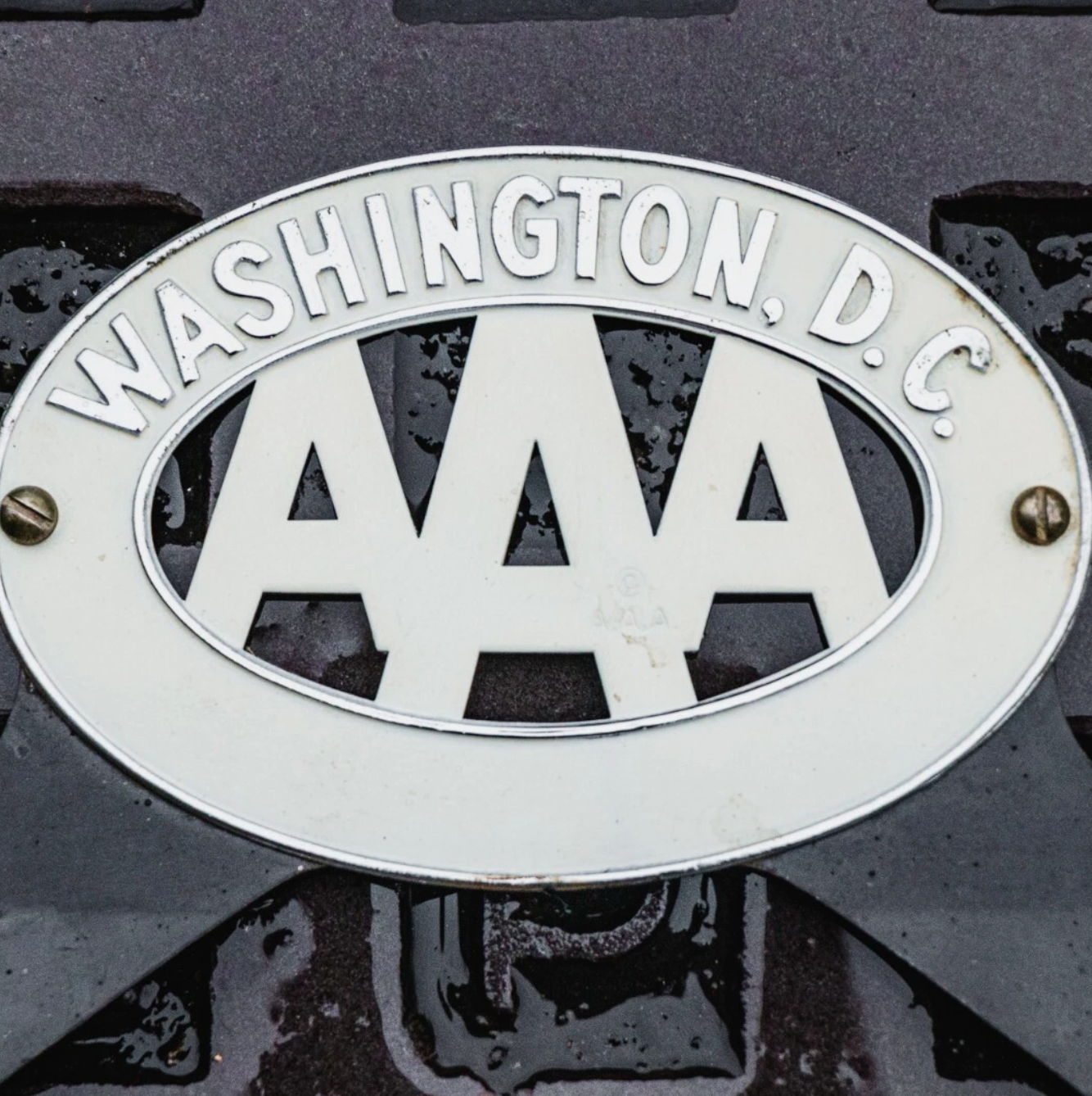 1950 Era Washington DC License Plate Topper Auto Tag Metal Car Badge Motor Club Automobile AAA