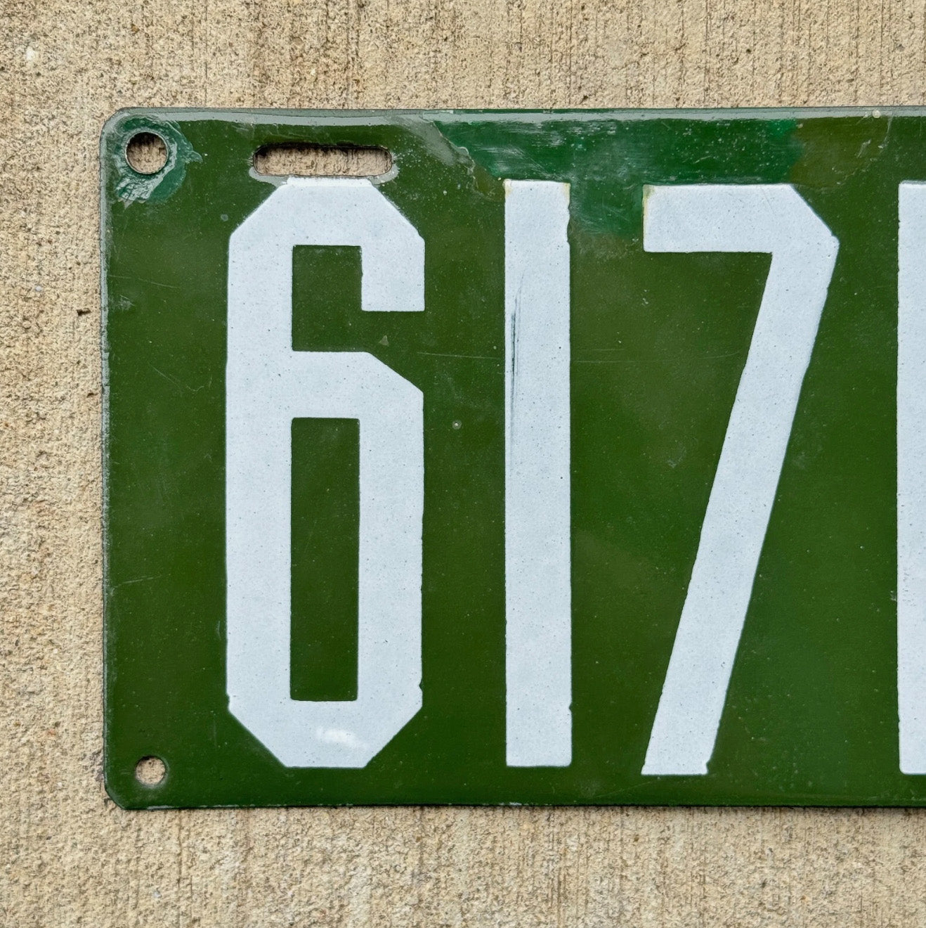 1915 New Jersey Porcelain License Plate Auto Tag Low Number Four Digit 6171