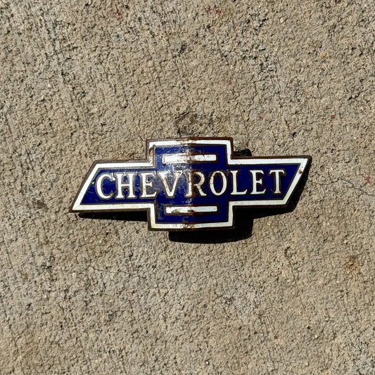 Chevy Bowtie Porcelain Badge Emblem License Plate Topper Auto Tag Chevrolet