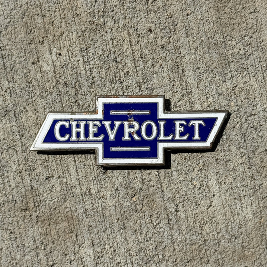 Chevy Bowtie Porcelain Badge Emblem License Plate Topper Auto Tag Chevrolet - Larger Size