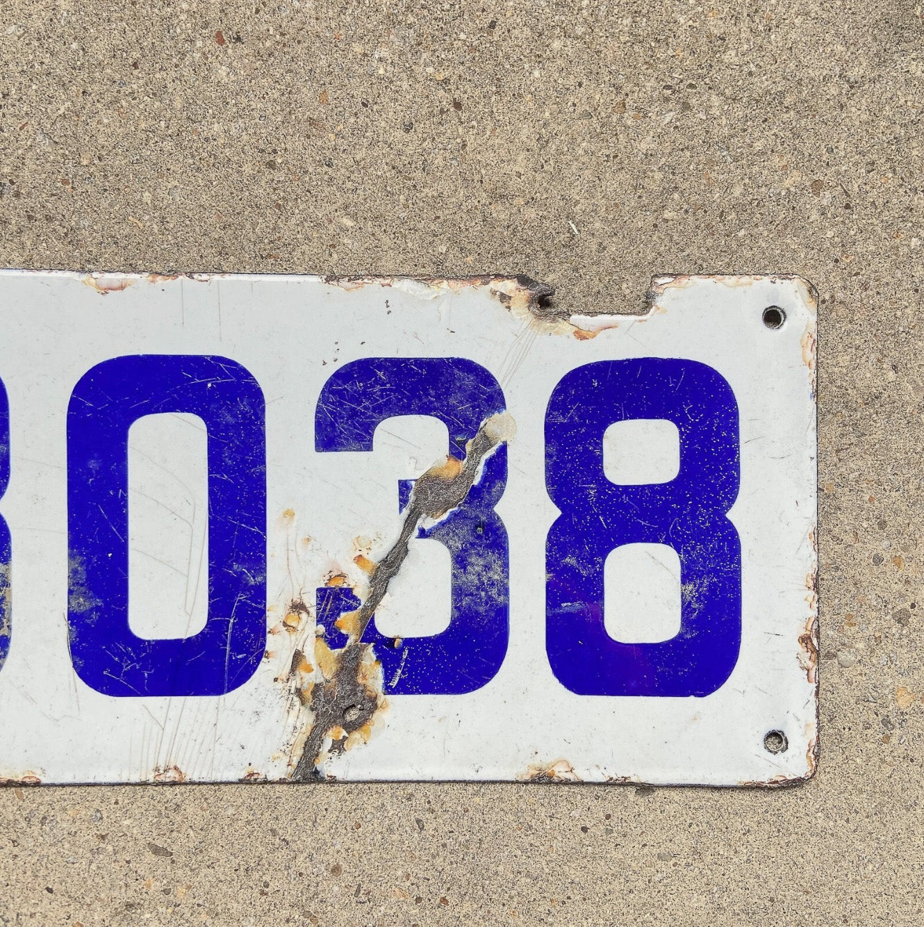 1916 Wyoming Porcelain License Plate Auto Tag Low Number Four Digit 3038