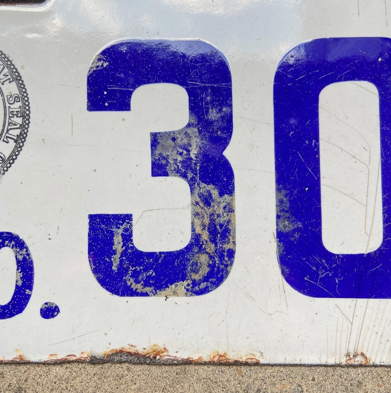 1916 Wyoming Porcelain License Plate Auto Tag Low Number Four Digit 3038