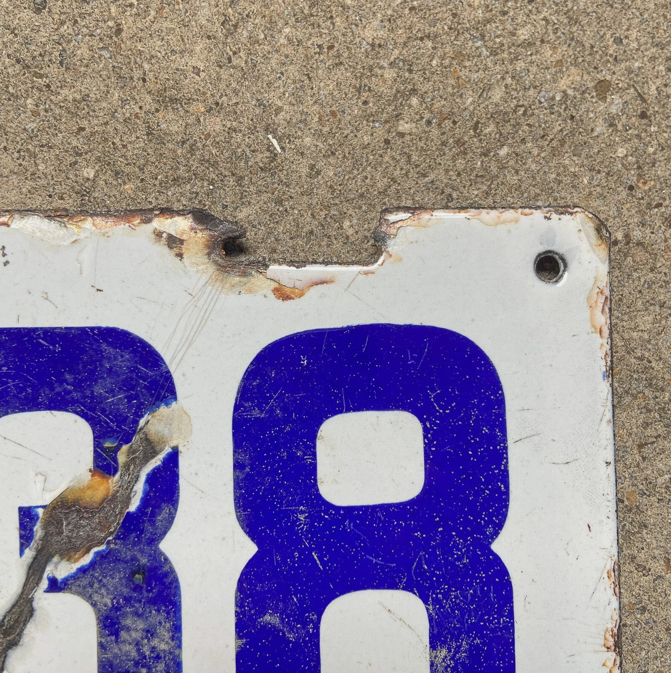 1916 Wyoming Porcelain License Plate Auto Tag Low Number Four Digit 3038