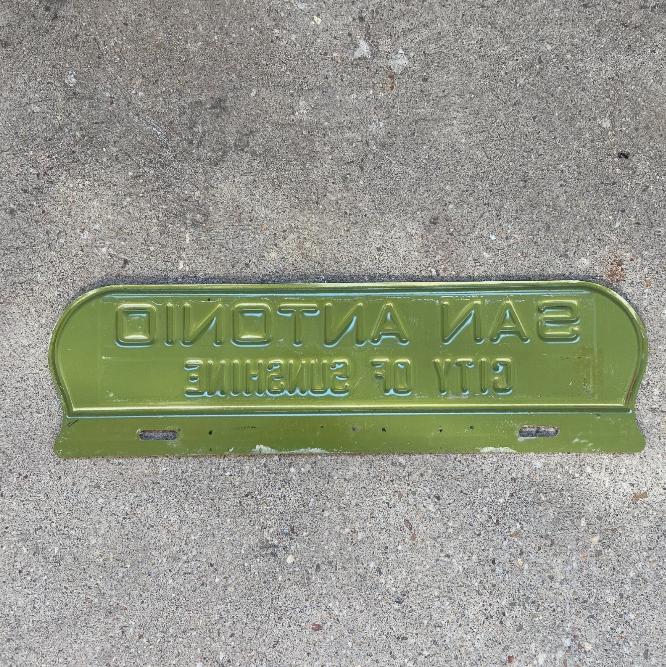 1960 Era San Antonio Texas License Plate Topper Auto Tag TX City of Sunshine Southern
