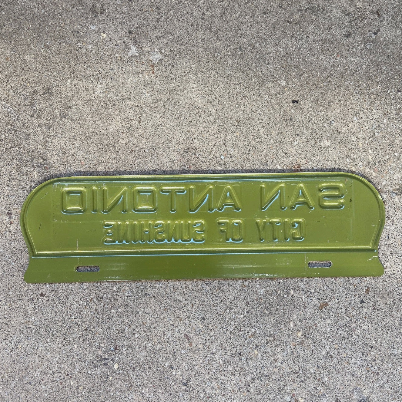 1960 Era San Antonio Texas License Plate Topper Auto Tag TX City of Sunshine Southern