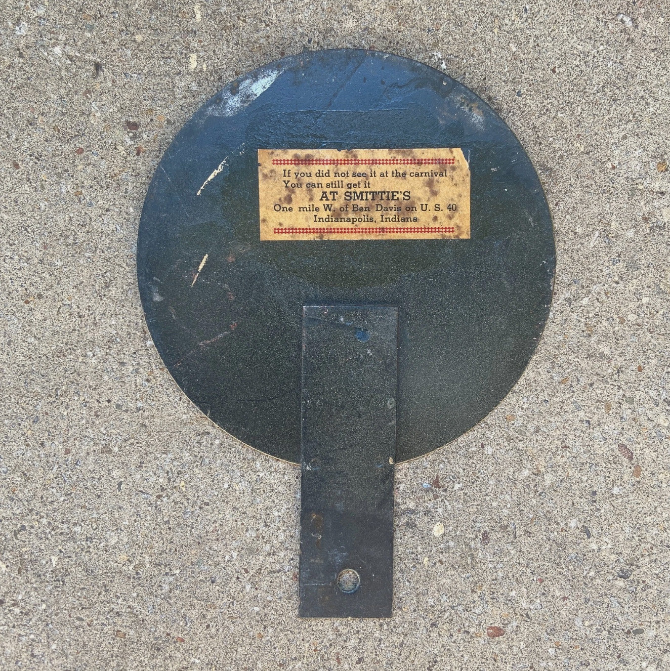 1950 Era Electric Steel Castings Indiana License Plate Topper Auto Tag Smitties Indianapolis Indiana