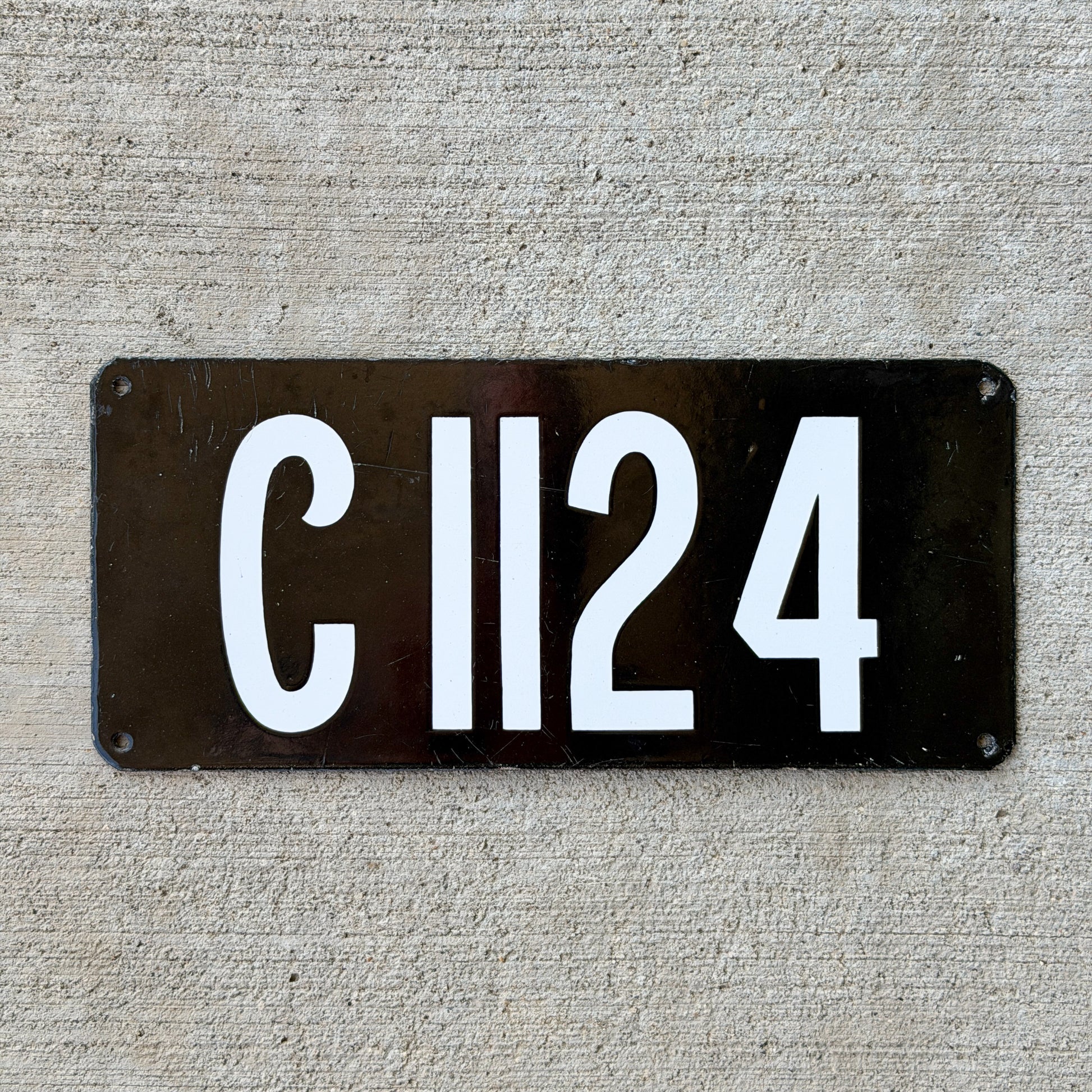 Photo of a 1905 Connecticut Porcelain License Plate Auto Tag Garage Decor Vintage High Quality First Issue 1124 with original patina