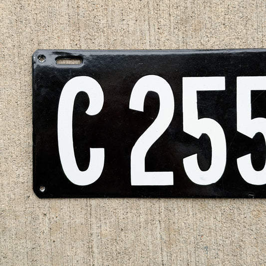 Photo of a 1906 Connecticut Porcelain License Plate Auto Tag Garage Decor Vintage High Quality Four Digit C 2551 with original patina