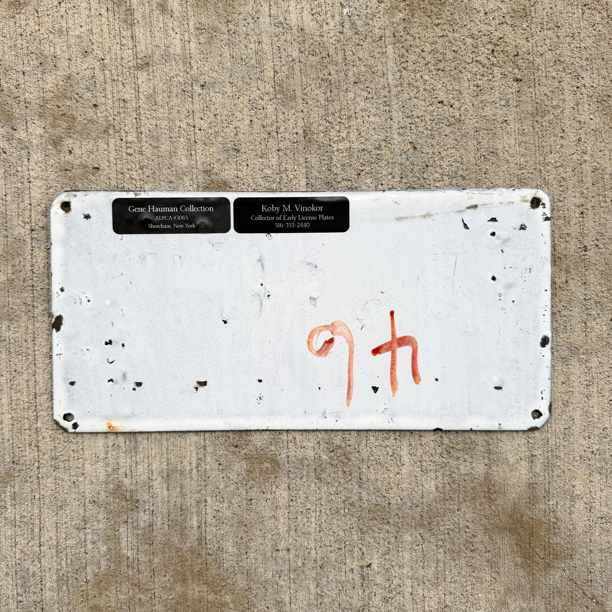 Photo of a 1906 Connecticut Porcelain License Plate Auto Tag Garage Decor Vintage High Quality Four Digit C 2681 with original patina
