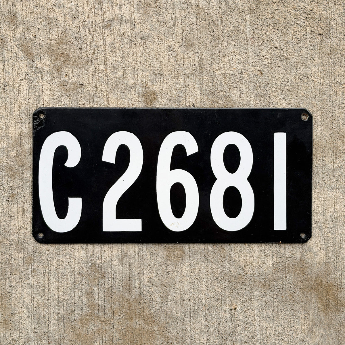 Photo of a 1906 Connecticut Porcelain License Plate Auto Tag Garage Decor Vintage High Quality Four Digit C 2681 with original patina