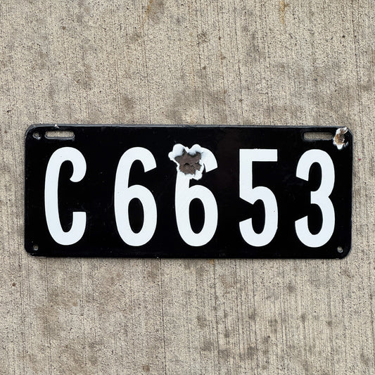 Photo of a 1907 Connecticut Porcelain License Plate Auto Tag Garage Decor Vintage September Firing C 6653 with original patina