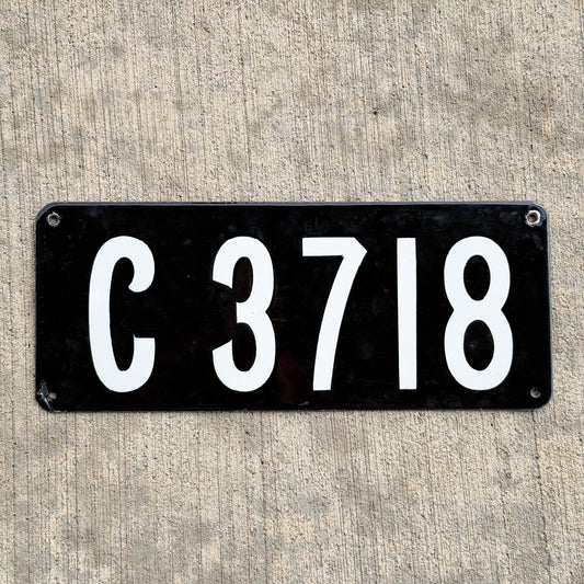 Photo of a 1908 Connecticut Porcelain License Plate Auto Tag Garage Decor Vintage High Quality 3718 with original patina