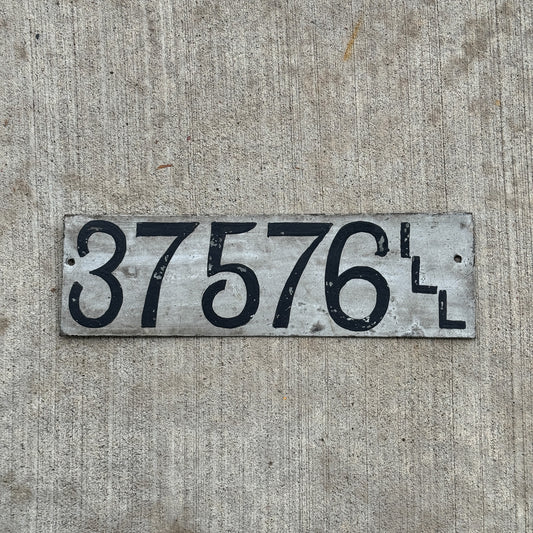 Photo of a 1908 Illinois Prestate License Plate Auto Tag Garage Decor Vintage Hand Painted Owner Made 37576 with original patina