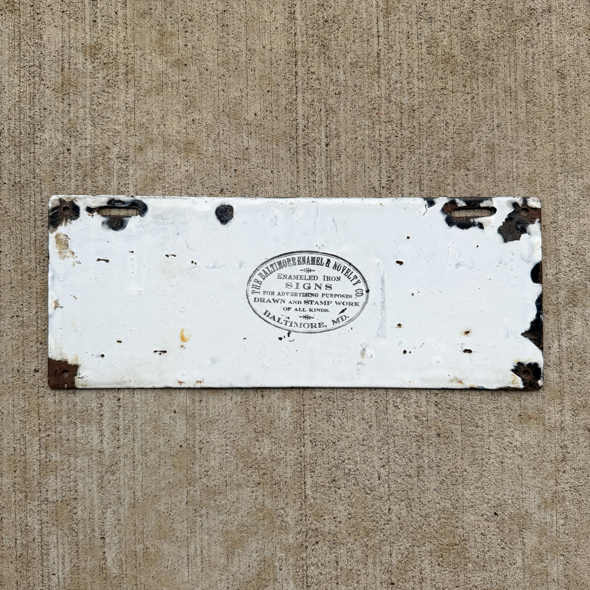 Photo of a 1910 Vermont Porcelain License Plate Auto Tag Garage Decor Vintage Low Number Three Digit 220 with original patina