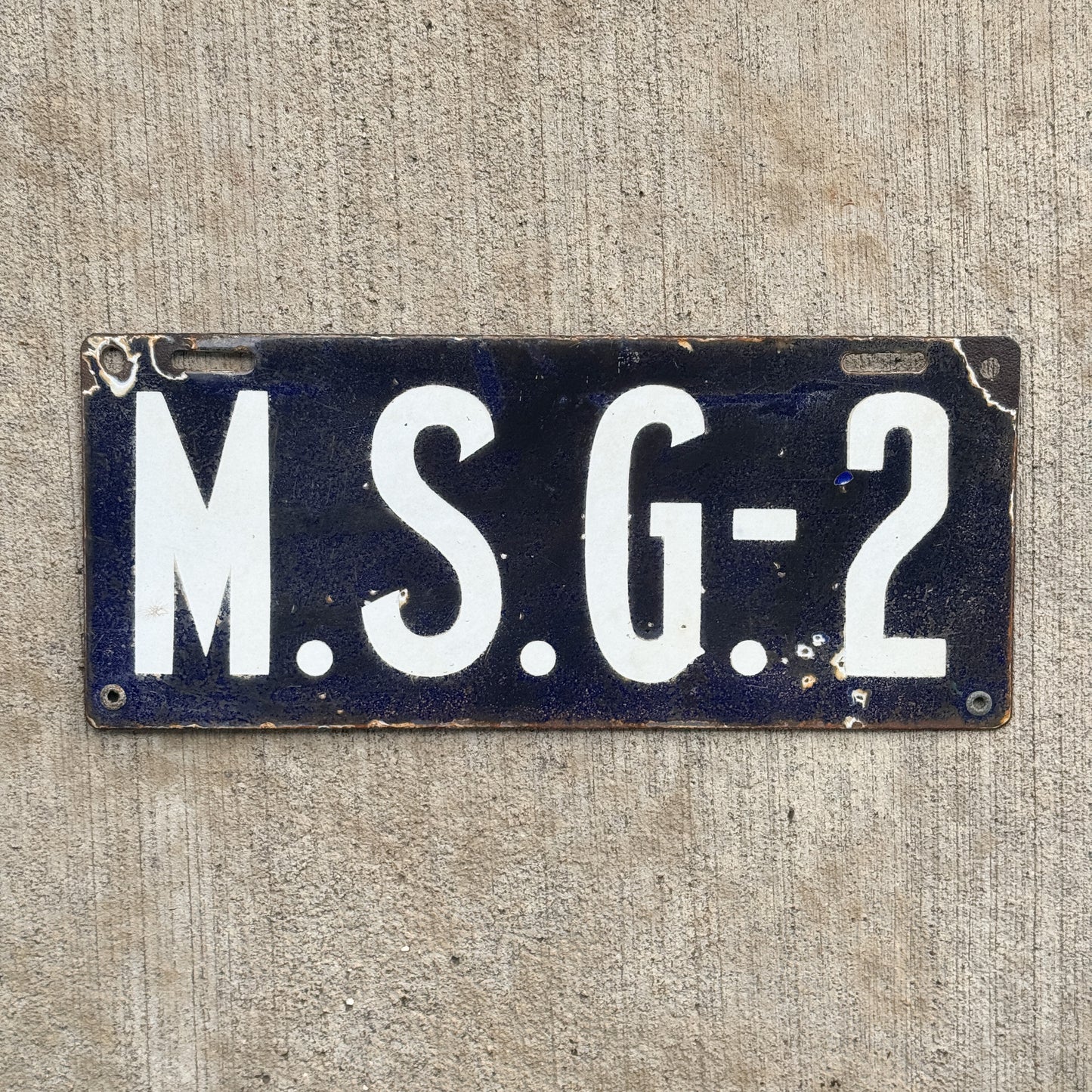1910 Era Massachusetts State Guard Porcelain License Plate High Quality Only Example Known MSG 2