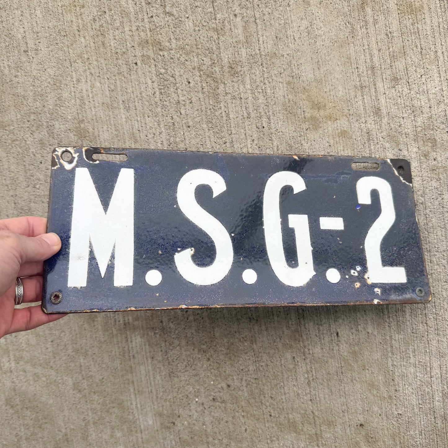 1910 Era Massachusetts State Guard Porcelain License Plate High Quality Only Example Known MSG 2