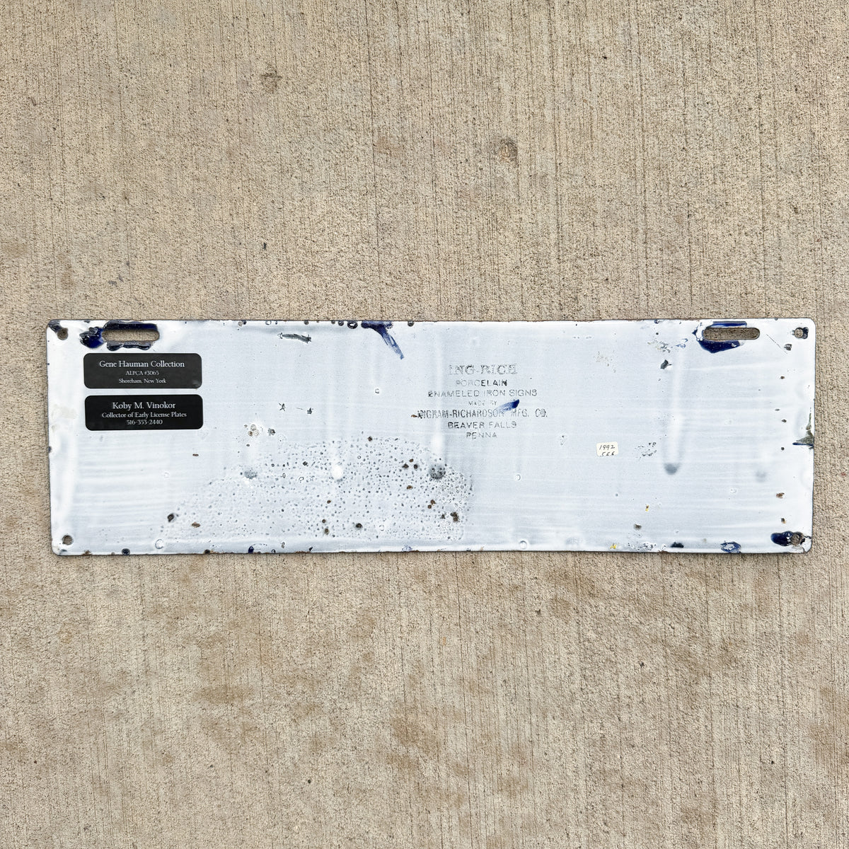 Photo of a 1911 Connecticut Porcelain License Plate Auto Tag Garage Decor Vintage High Quality Four Digit C 9027 with original patina