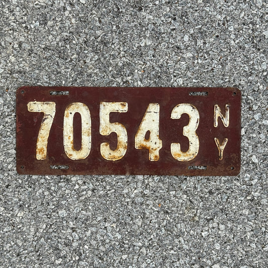 Photo of a 1911 New York License Plate Auto Tag Garage Decor Vintage Second Issue 70543