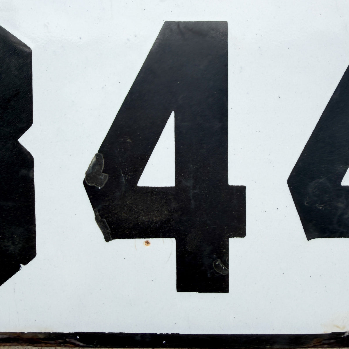 Photo of a 1911 Vermont Porcelain License Plate Auto Tag Garage Decor Vintage Low Number Three Digit 344 with original patina