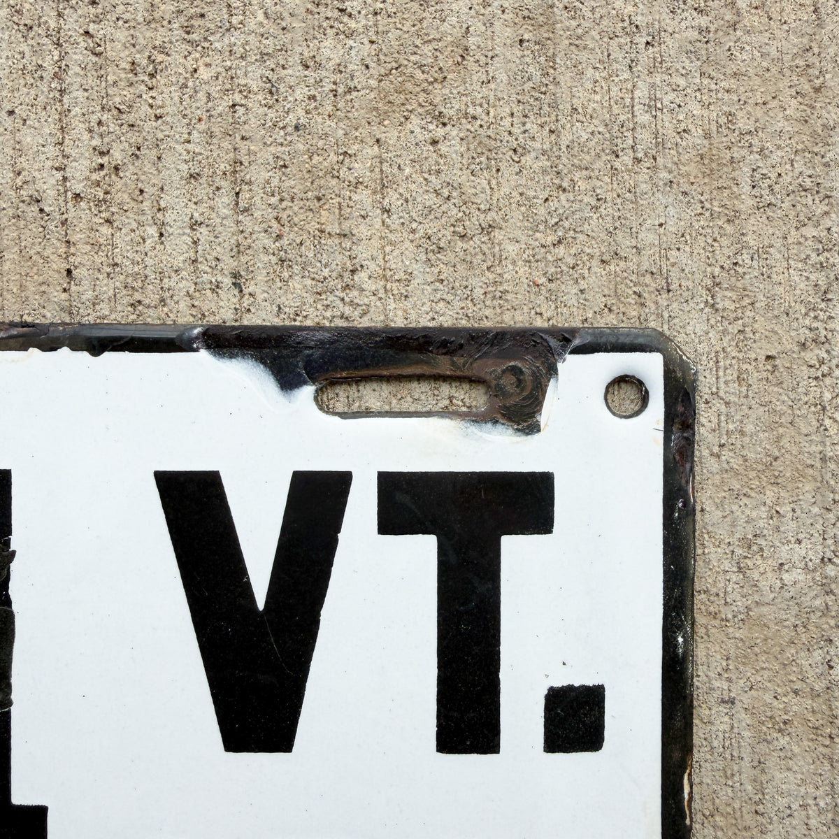 Photo of a 1911 Vermont Porcelain License Plate Auto Tag Garage Decor Vintage Low Number Three Digit 344 with original patina