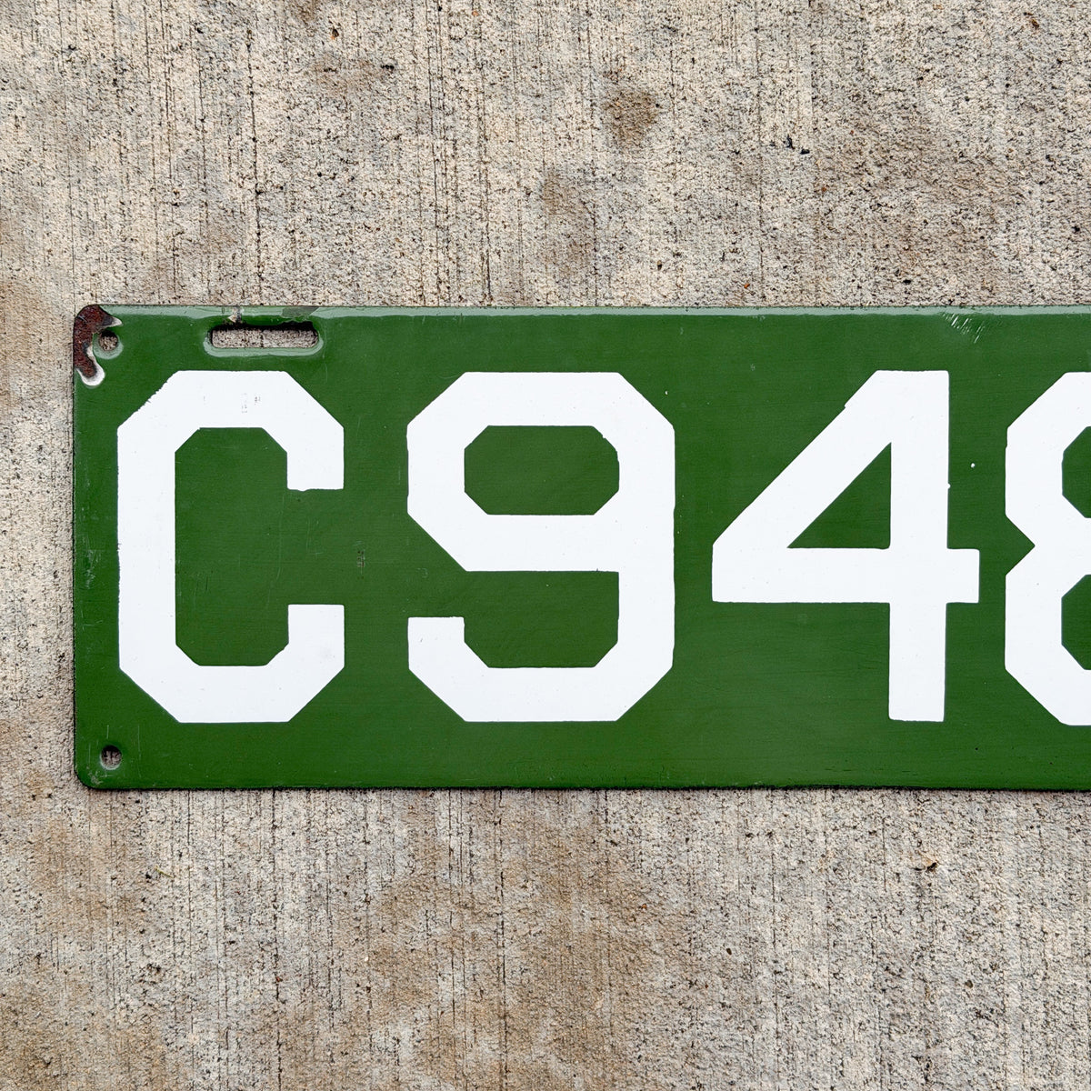 Photo of a 1912 Connecticut Porcelain License Plate Auto Tag Garage Decor Vintage High Quality Four Digit C 9487 with original patina