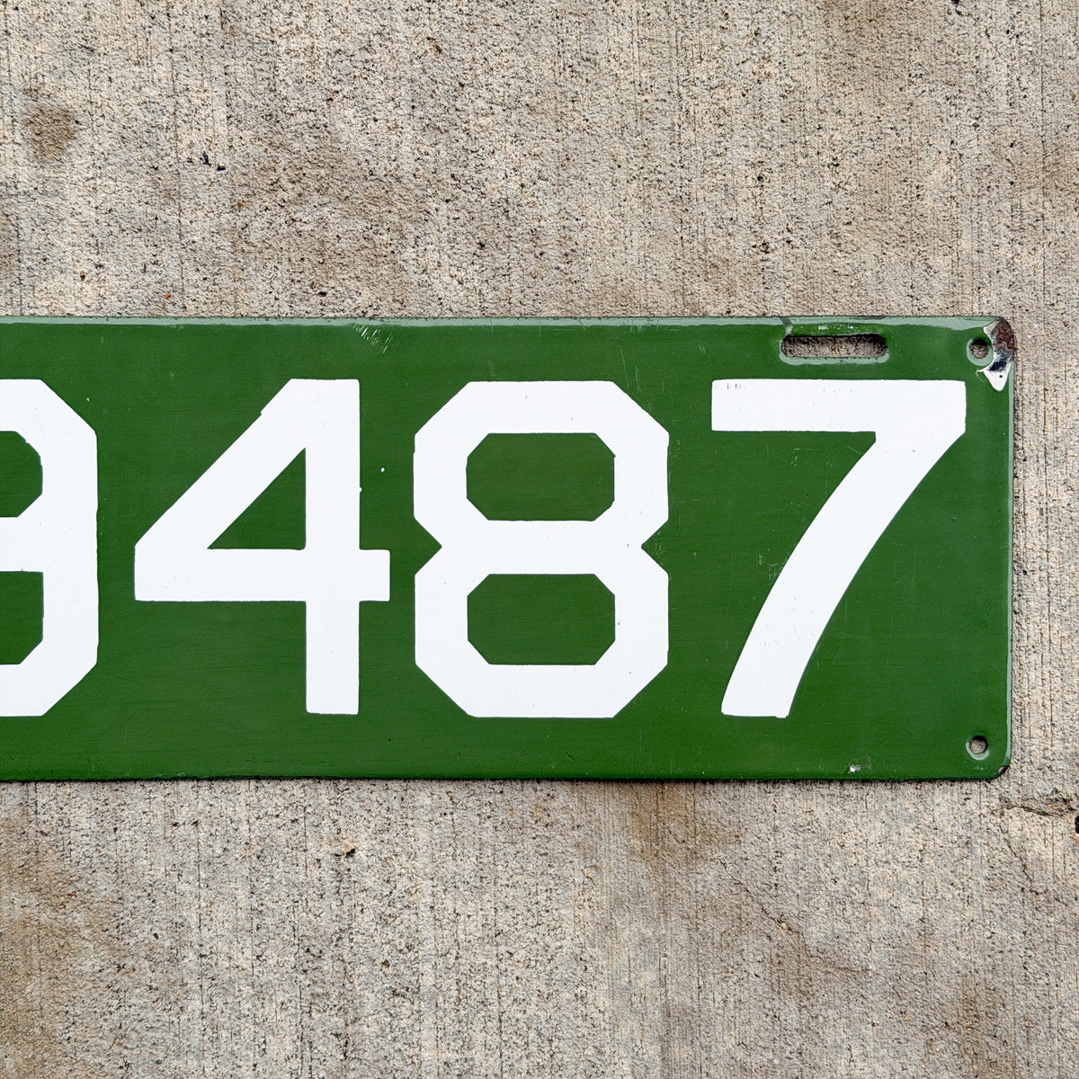 Photo of a 1912 Connecticut Porcelain License Plate Auto Tag Garage Decor Vintage High Quality Four Digit C 9487 with original patina