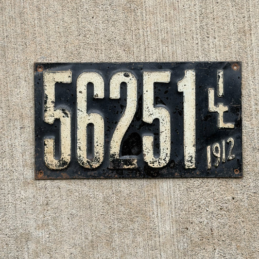 Photo of a 1912 Illinois License Plate Auto Tag Garage Decor Vintage Front Plate 56251 with original patina