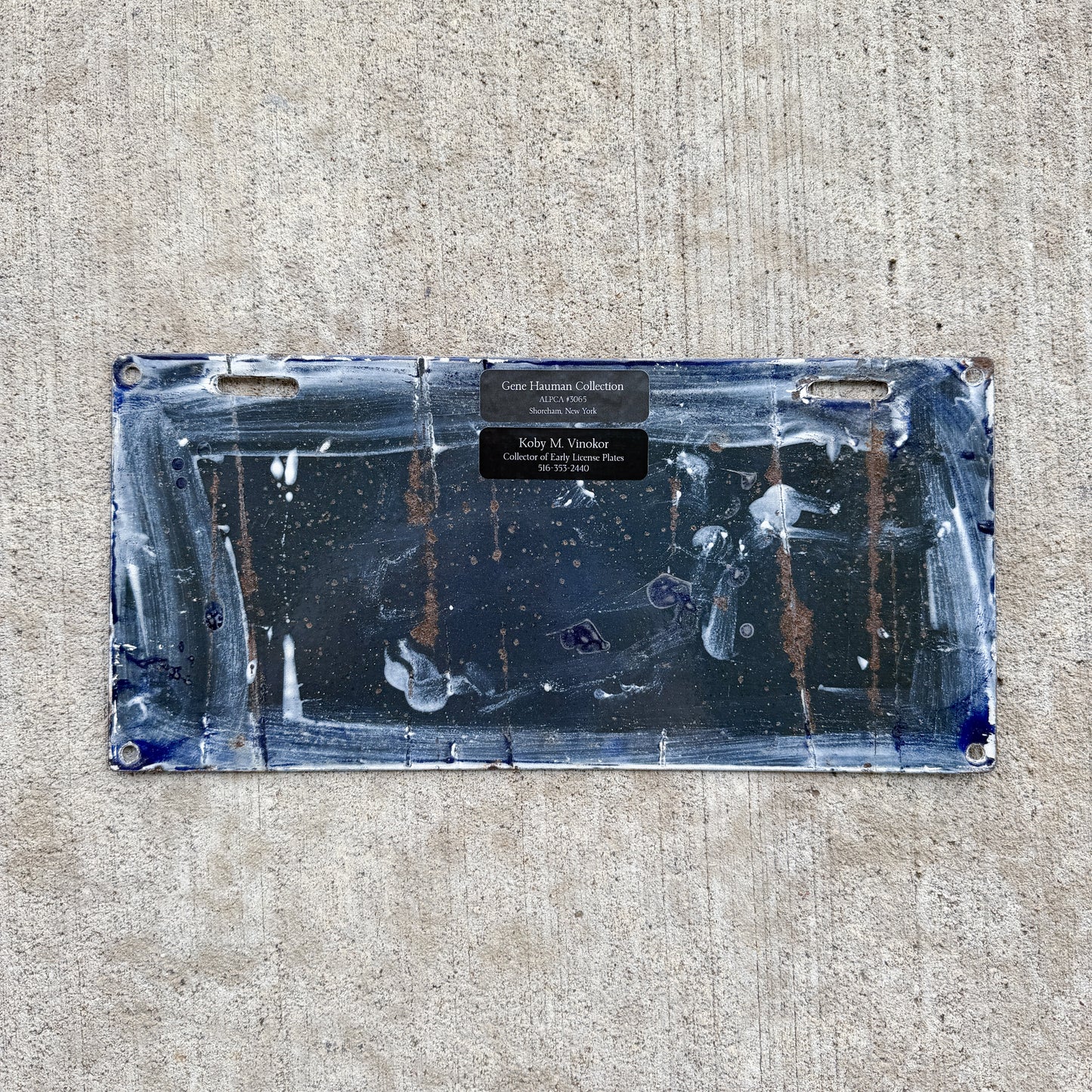Photo of a 1912 Louisiana Porcelain License Plate Auto Tag Garage Decor Vintage High Quality 2355 with original patina