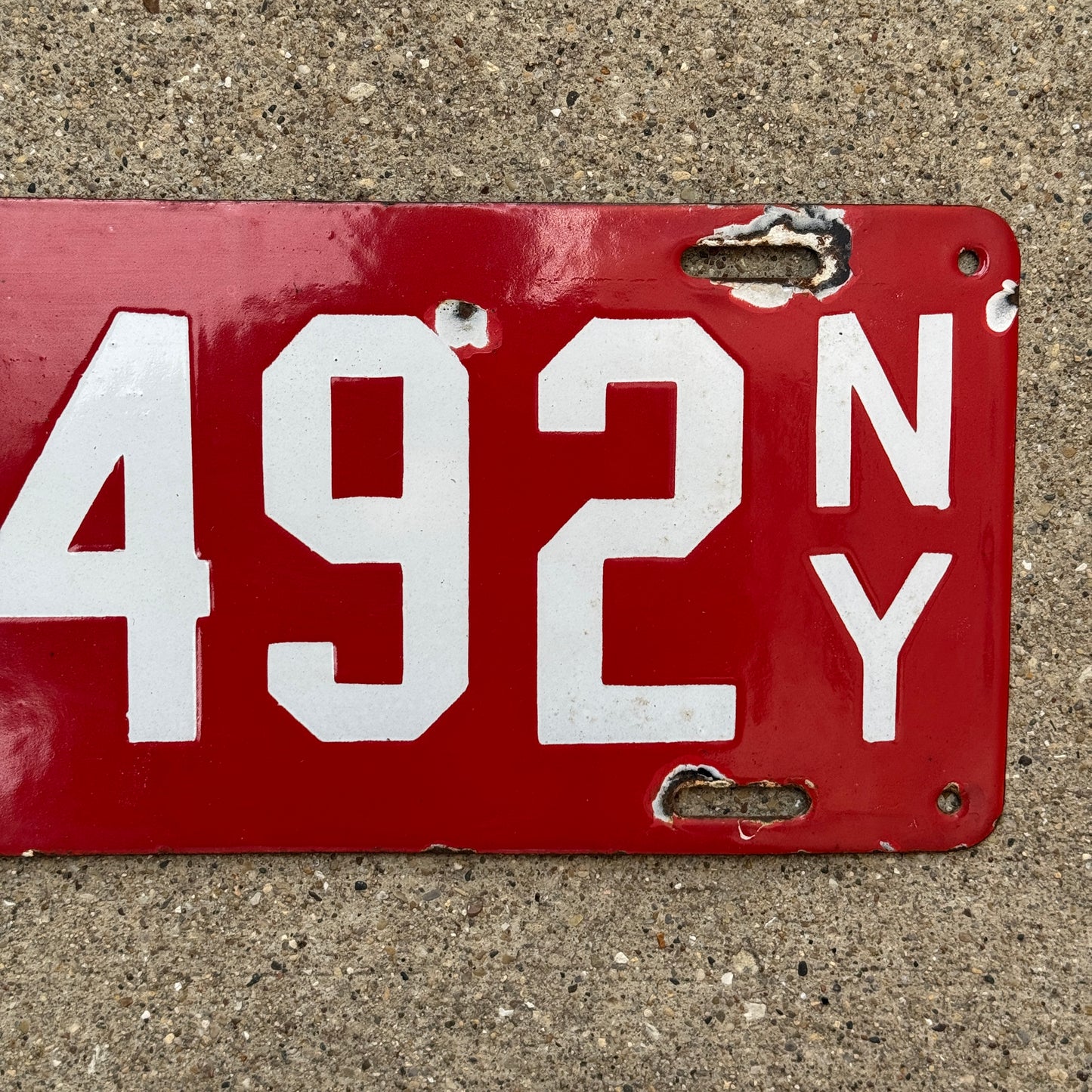1912 New York Porcelain License Plate Auto Tag 99492