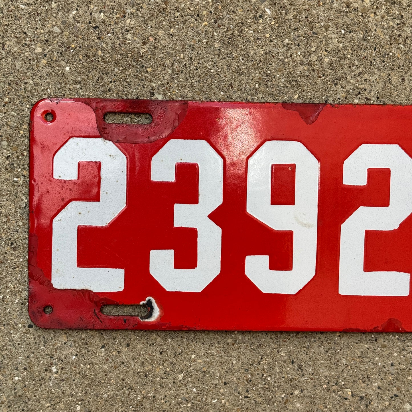 1912 New York Porcelain License Plate Auto Tag 23920